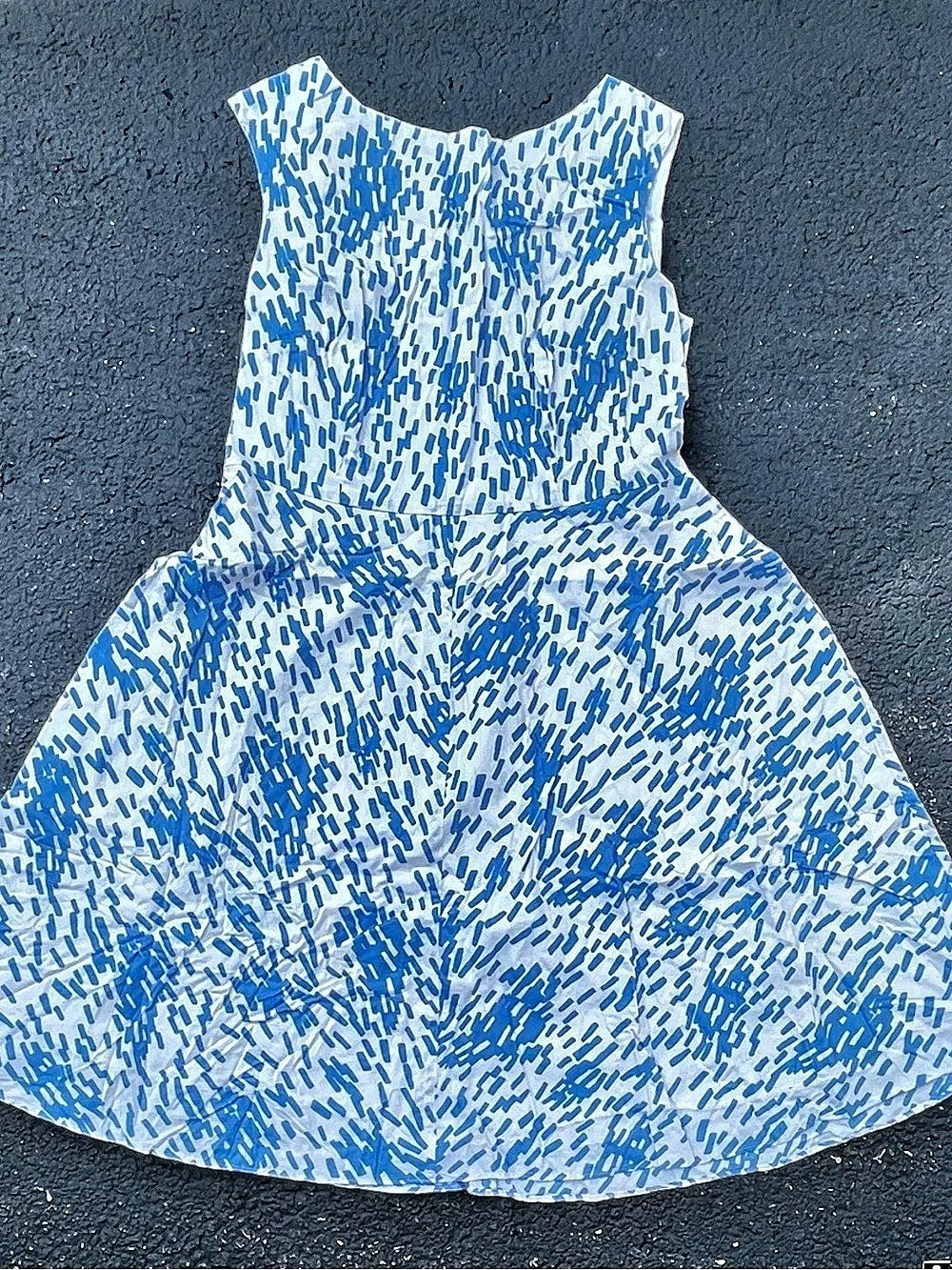 Boden Swishy Mara White Sleeveless A-line Dress Vibrant Blue Print Size US 6P